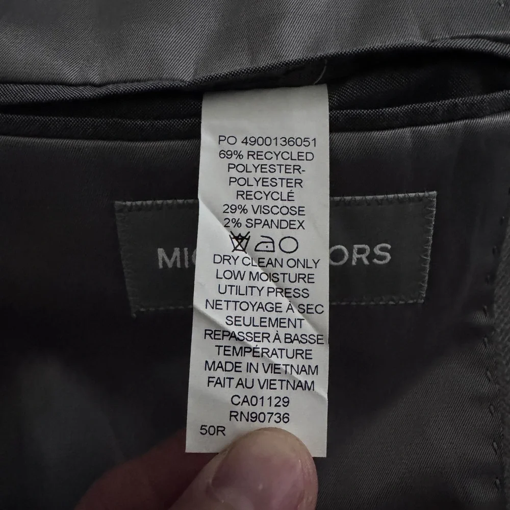 Michael Kors Blazer Mens 50R Grey Herringbone‎ Two Button Notch Lapel Sport Coat
